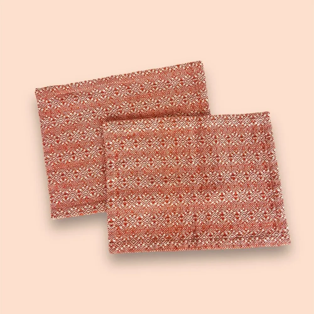 2 Crate & Barrel Orange Knit Marrakech Placemats